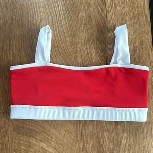 Red and white Tiger Friday dance crop top size child extra large